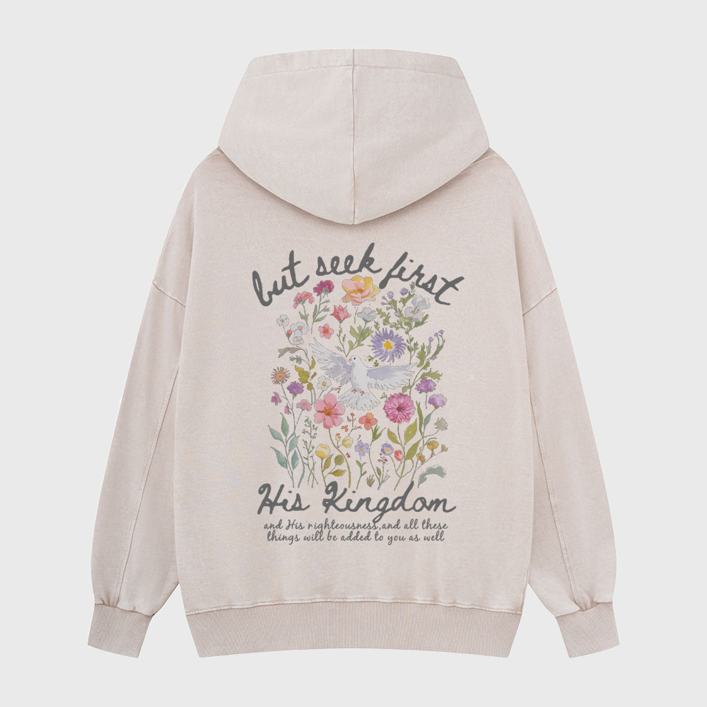 But Seek First His Kingdom Christian Washed Hoodie
