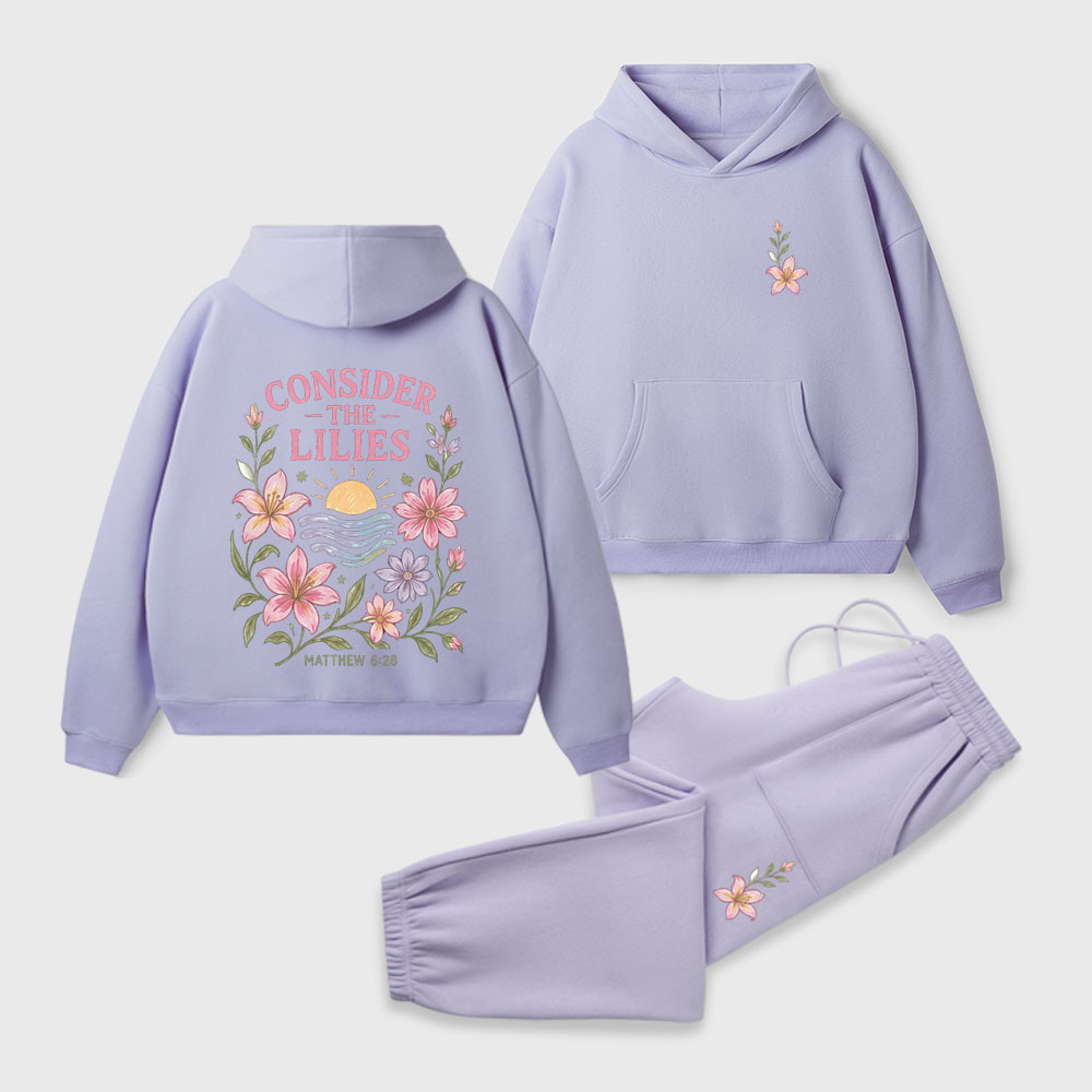 Consider The Lilies Christian Premium Fleece Hoodie Set
