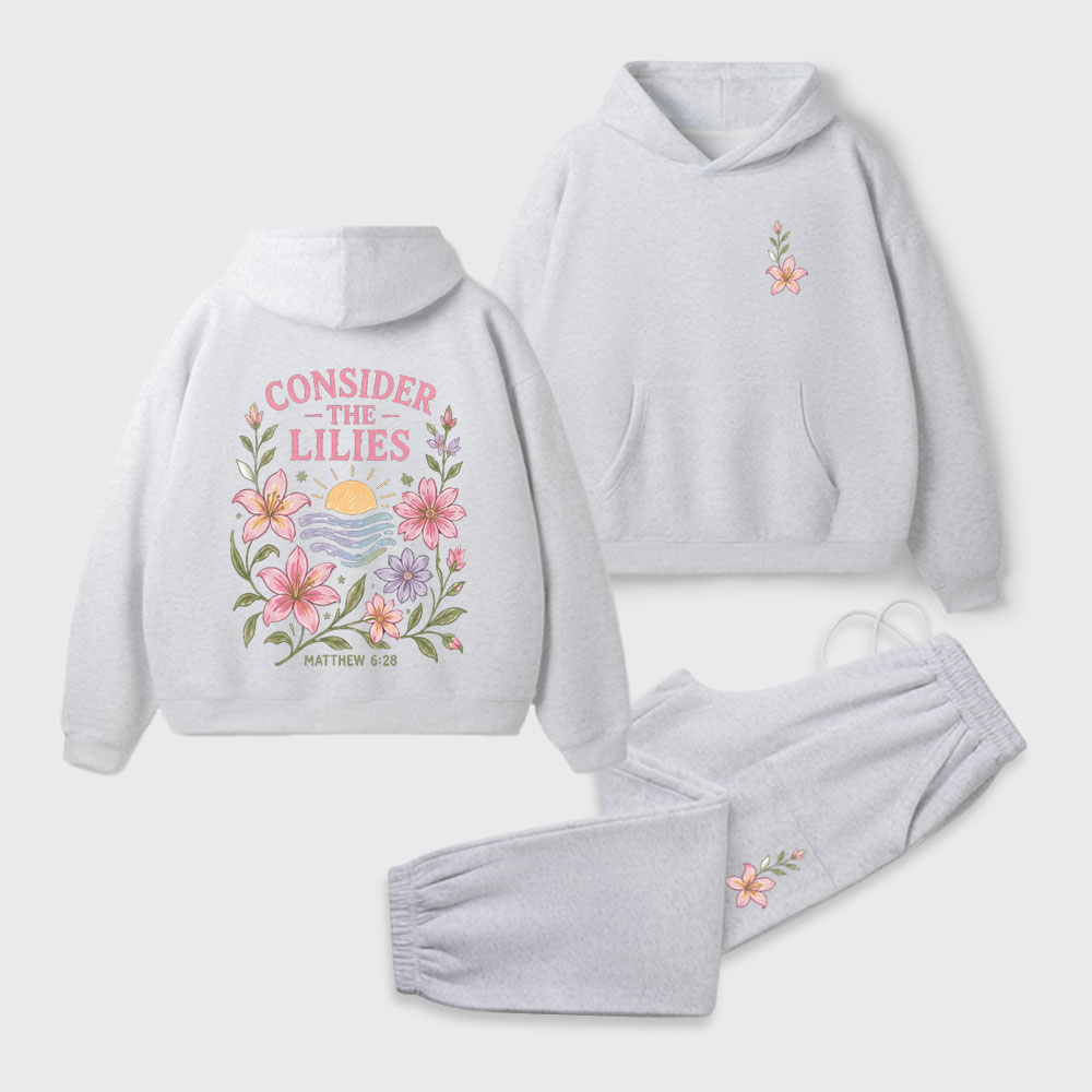 Consider The Lilies Christian Premium Fleece Hoodie Set