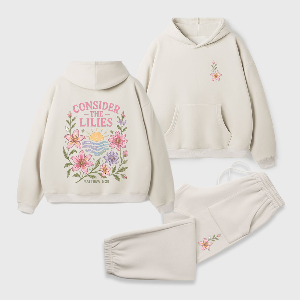 Consider The Lilies Christian Premium Fleece Hoodie Set