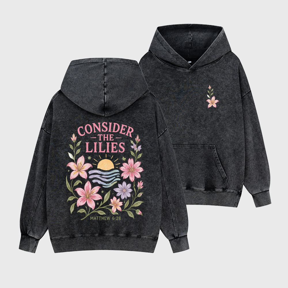 Consider The Lilies Christian Washed Hoodie