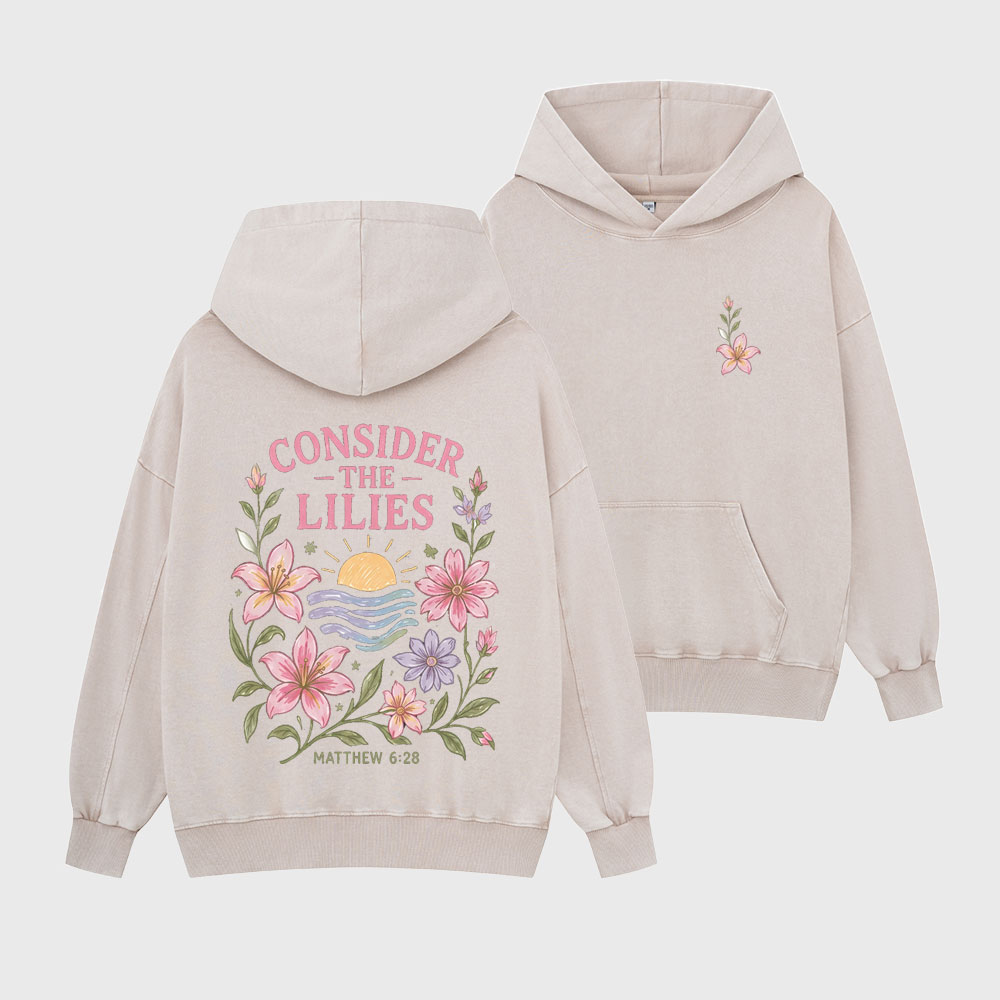 Consider The Lilies Christian Washed Hoodie