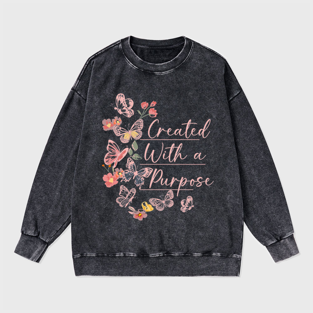 Created With A Purpose Christian Washed Sweatshirt