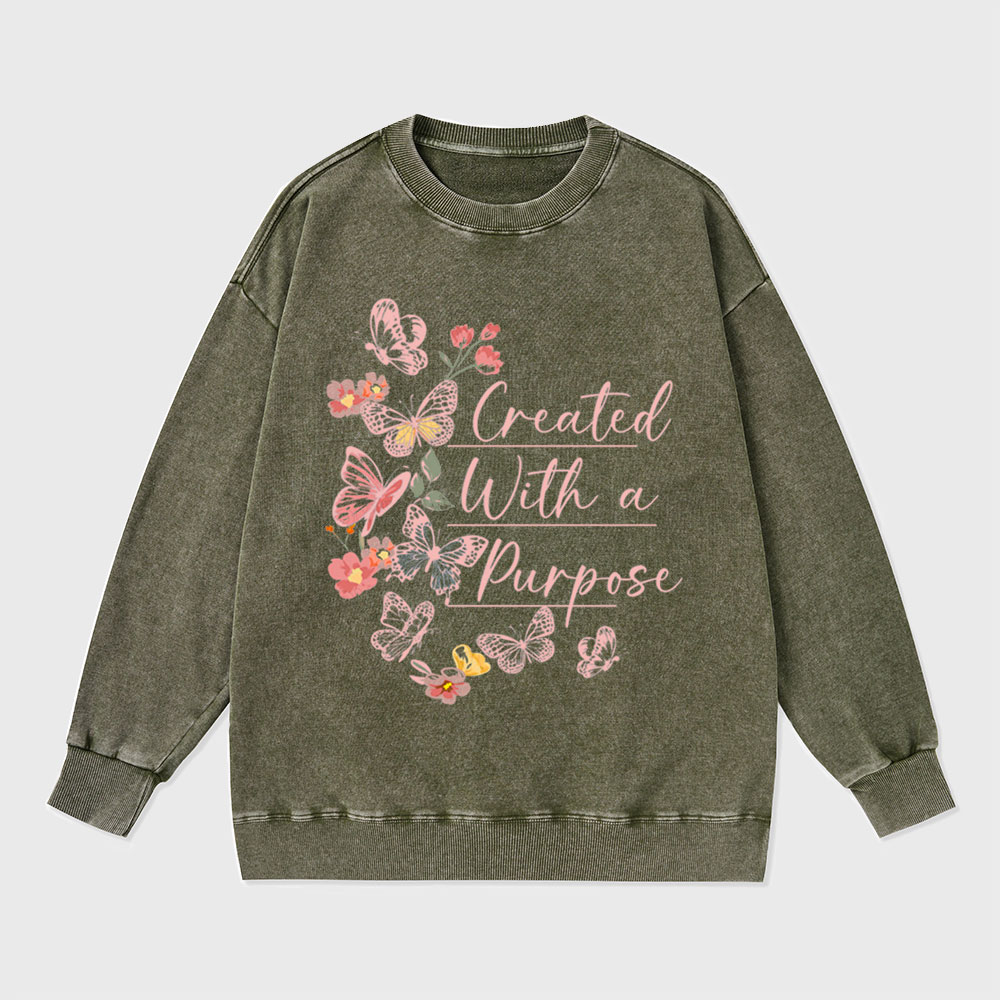 Created With A Purpose Christian Washed Sweatshirt