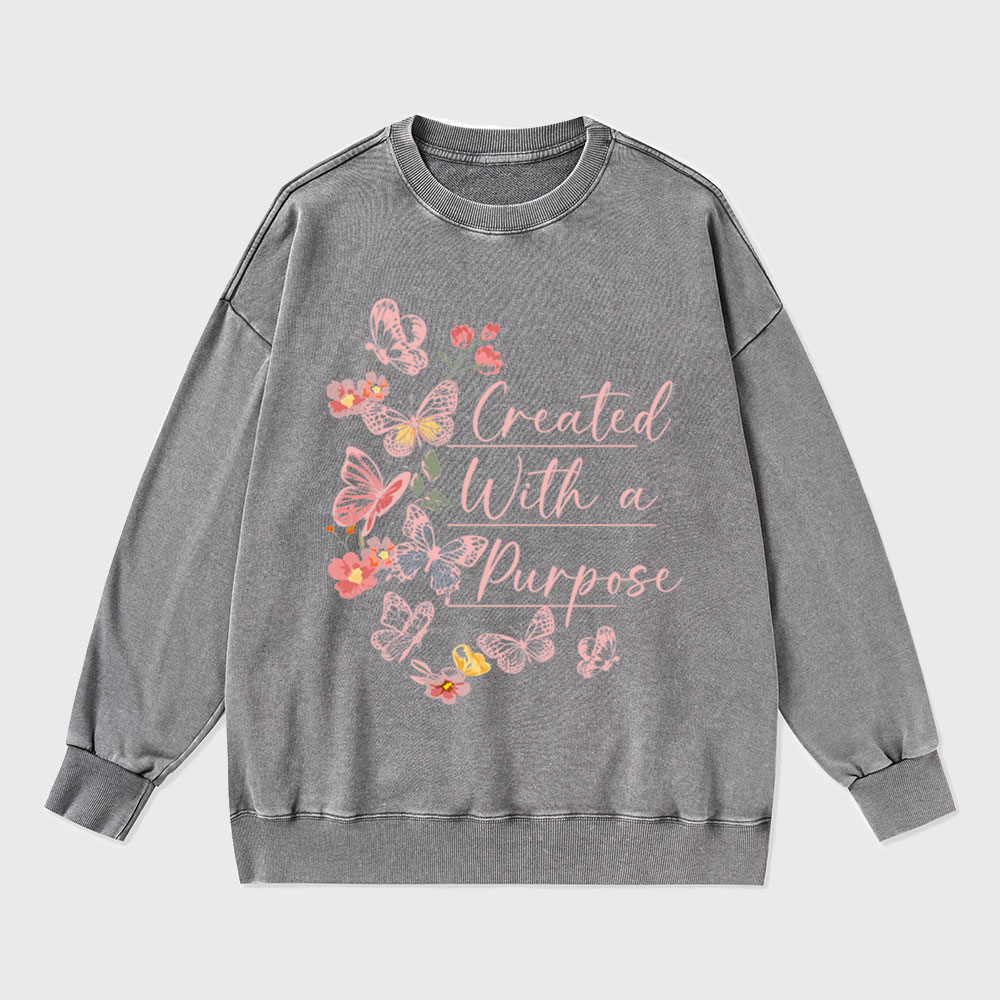 Created With A Purpose Christian Washed Sweatshirt