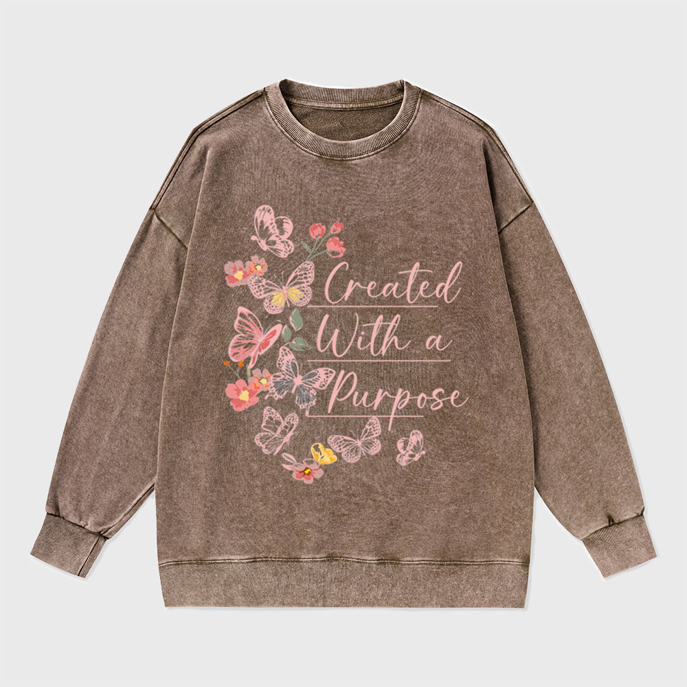 Created With A Purpose Christian Washed Sweatshirt