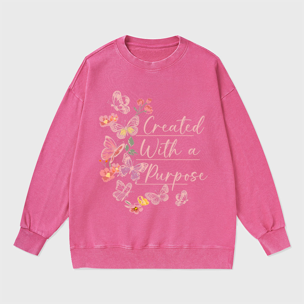 Created With A Purpose Christian Washed Sweatshirt