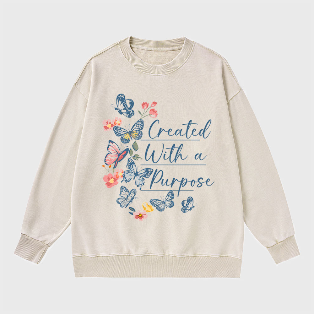 Created With A Purpose Christian Washed Sweatshirt