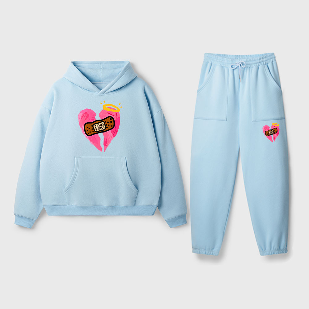 Jesus Heals Christian Premium Fleece Hoodie Set