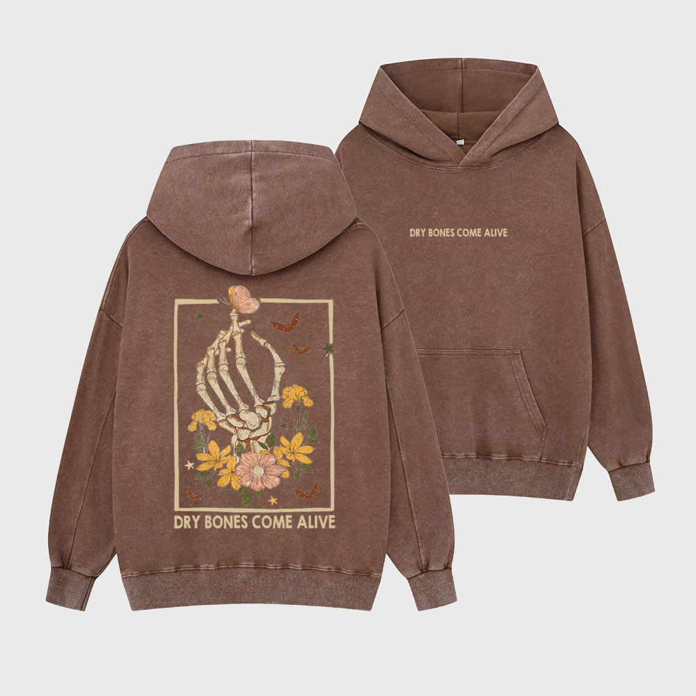 Dry Bones Come Alive Christian Washed Hoodie