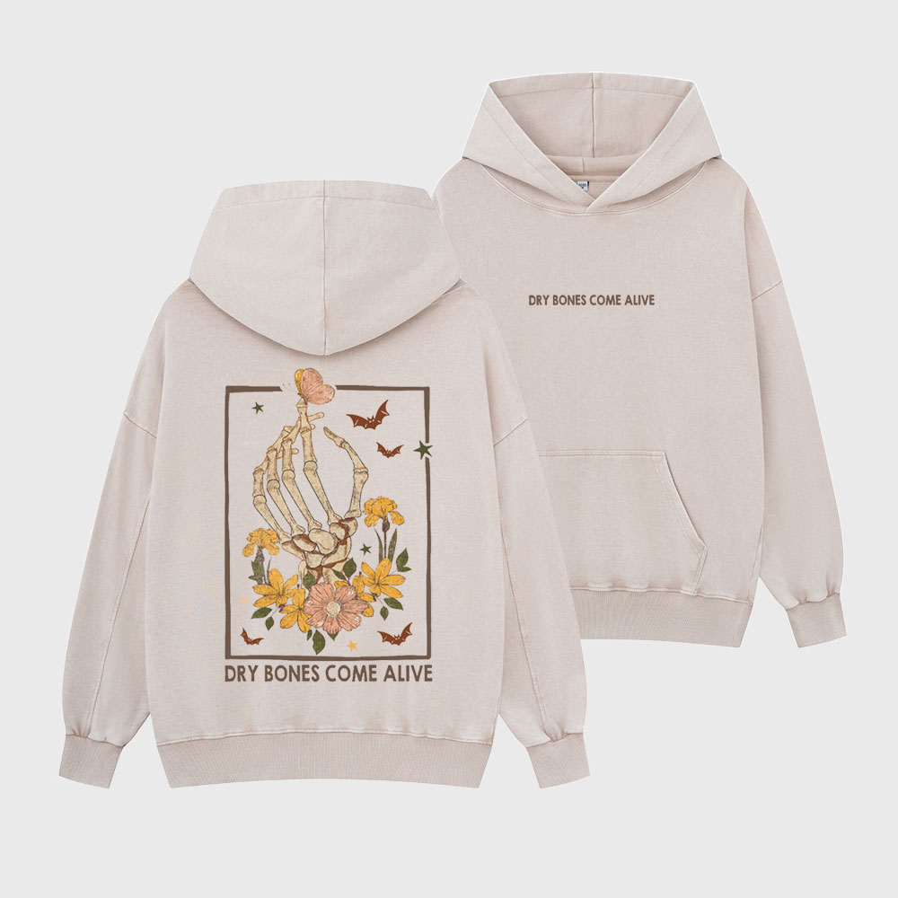 Dry Bones Come Alive Christian Washed Hoodie