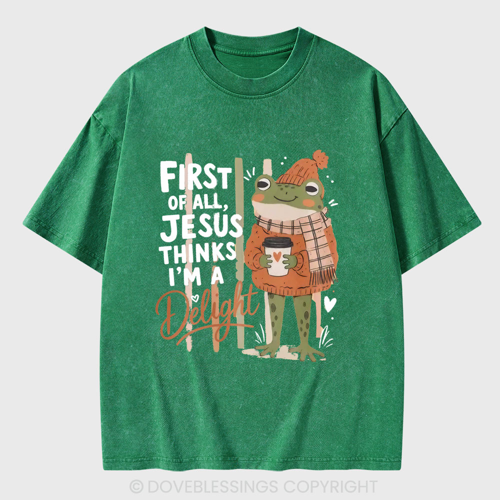 First Of All Jesus Thinks I'm A Delight Christian Washed T-Shirt