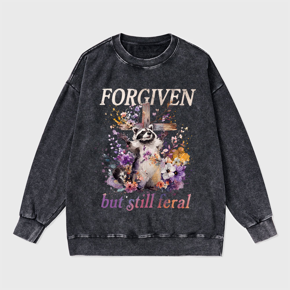 Forgiven But Still Feral Christian Washed Sweatshirt
