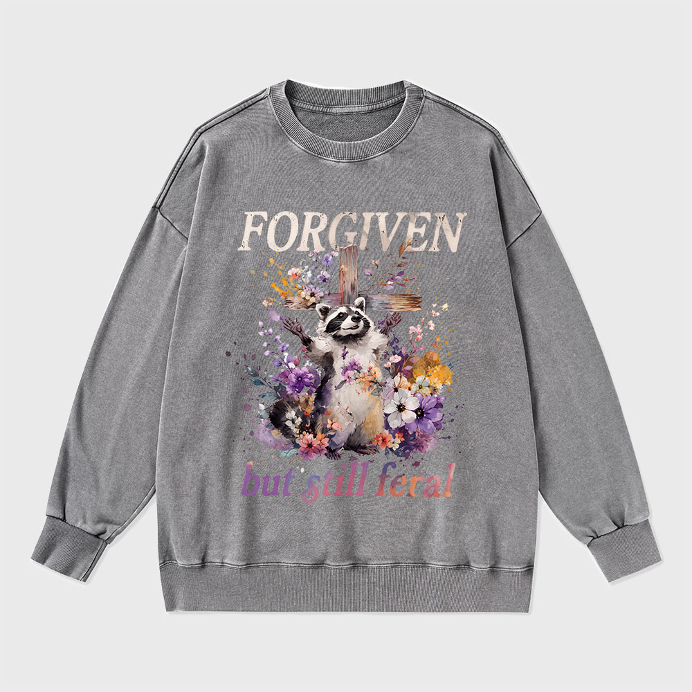 Forgiven But Still Feral Christian Washed Sweatshirt
