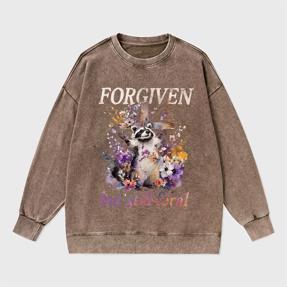 Forgiven But Still Feral Christian Washed Sweatshirt