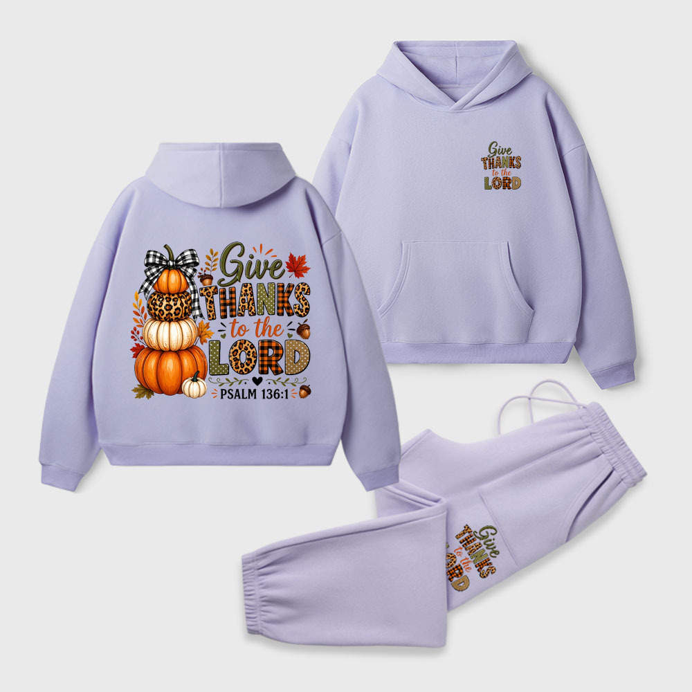 Give Thanks To The Lord Christian Premium Fleece Hoodie Set