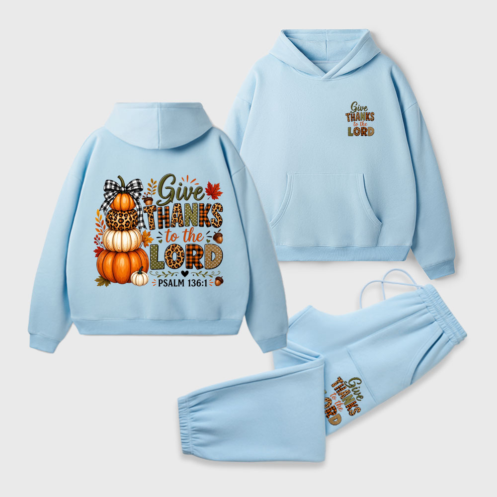 Give Thanks To The Lord Christian Premium Fleece Hoodie Set