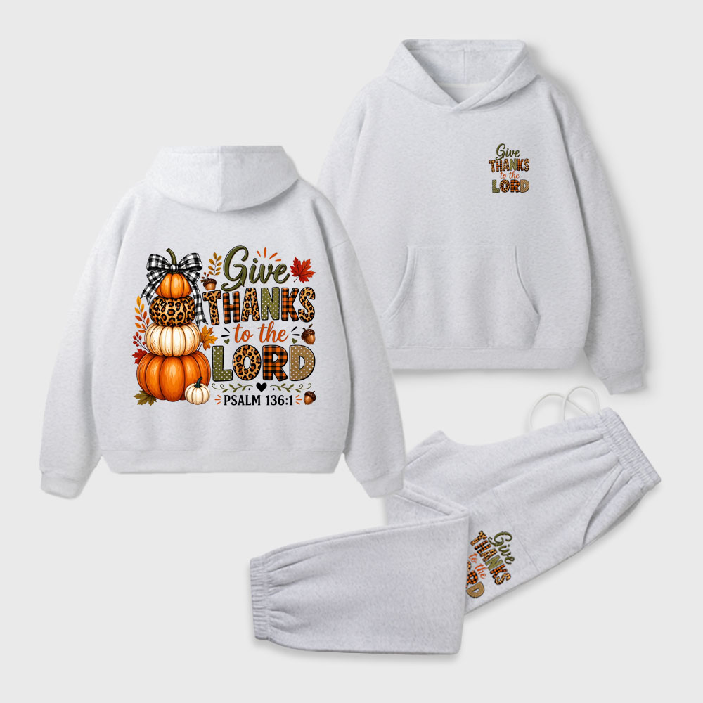 Give Thanks To The Lord Christian Premium Fleece Hoodie Set