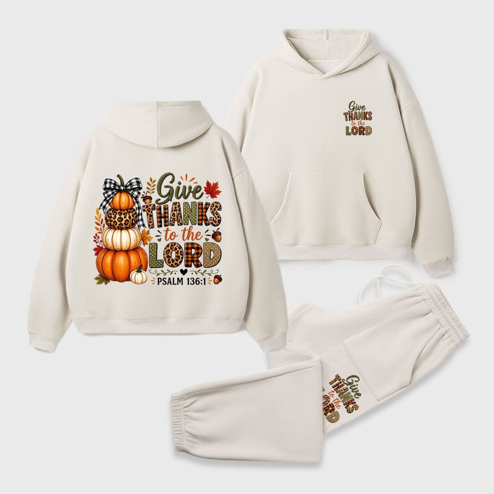 Give Thanks To The Lord Christian Premium Fleece Hoodie Set