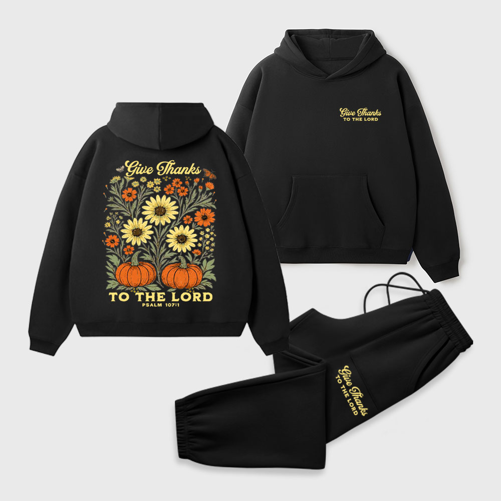 Give Thanks To The Lord Christian Premium Fleece Hoodie Set