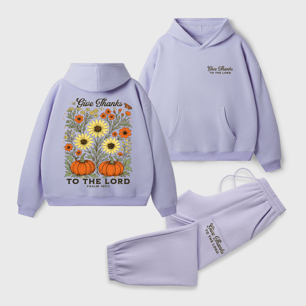 Give Thanks To The Lord Christian Premium Fleece Hoodie Set