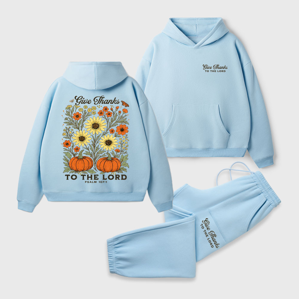 Give Thanks To The Lord Christian Premium Fleece Hoodie Set