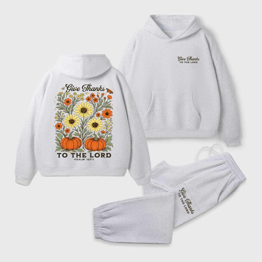 Give Thanks To The Lord Christian Premium Fleece Hoodie Set