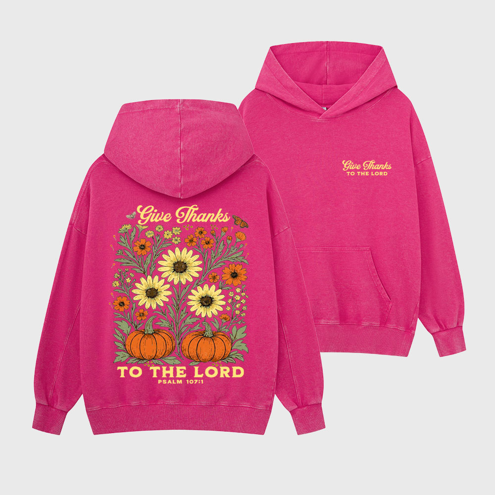 Give Thanks To The Lord Christian Washed Hoodie