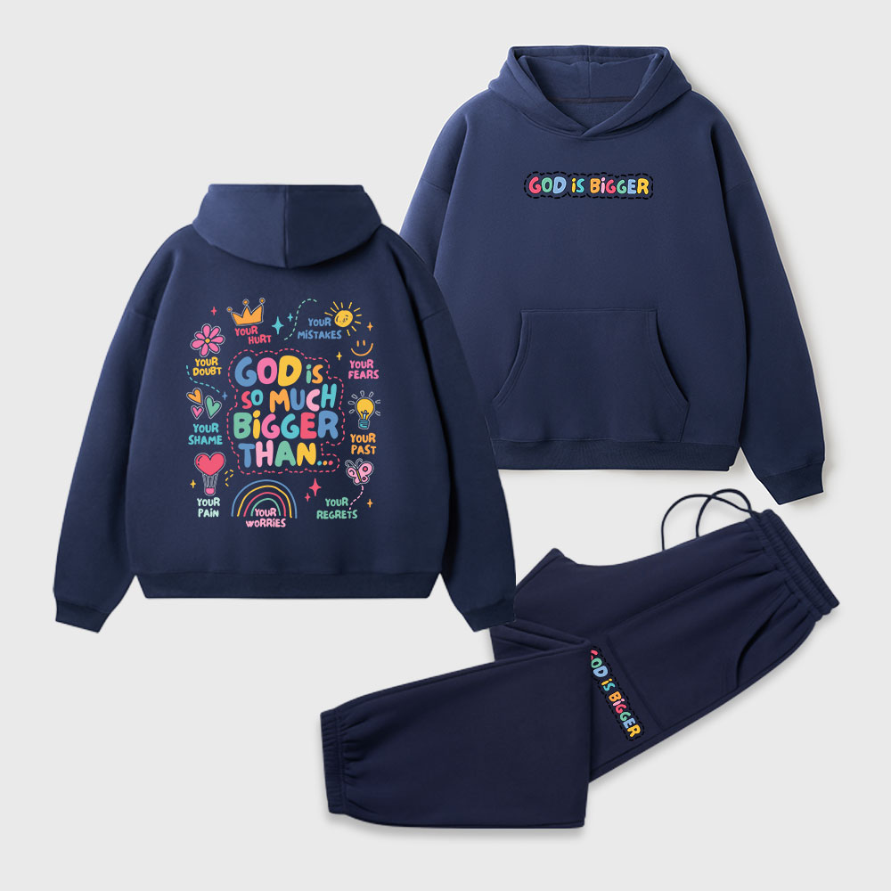 God Is Bigger Christian Premium Fleece Hoodie Set