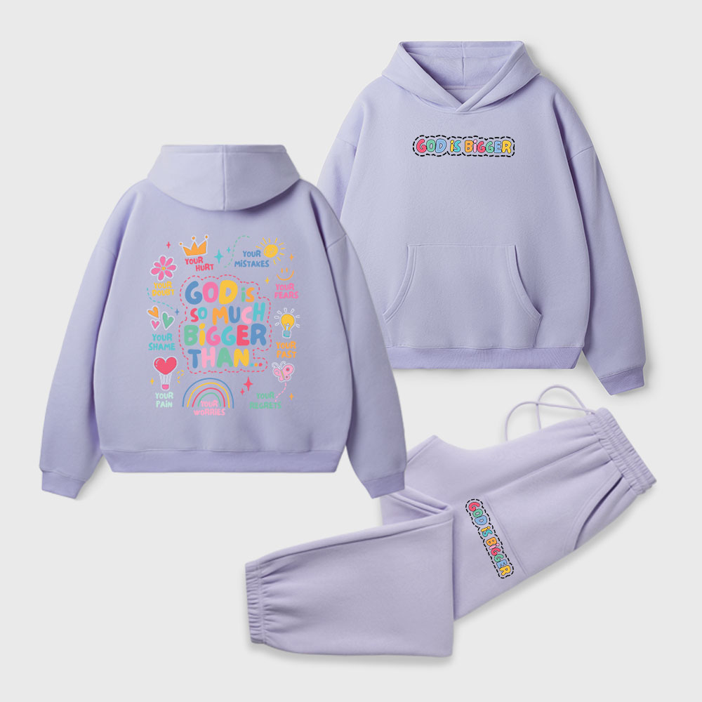 God Is Bigger Christian Premium Fleece Hoodie Set