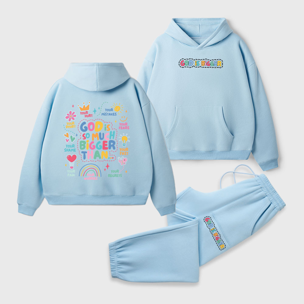 God Is Bigger Christian Premium Fleece Hoodie Set