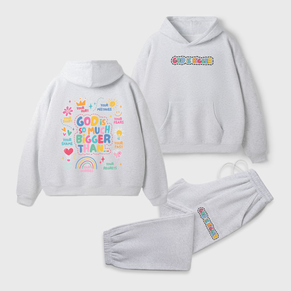 God Is Bigger Christian Premium Fleece Hoodie Set