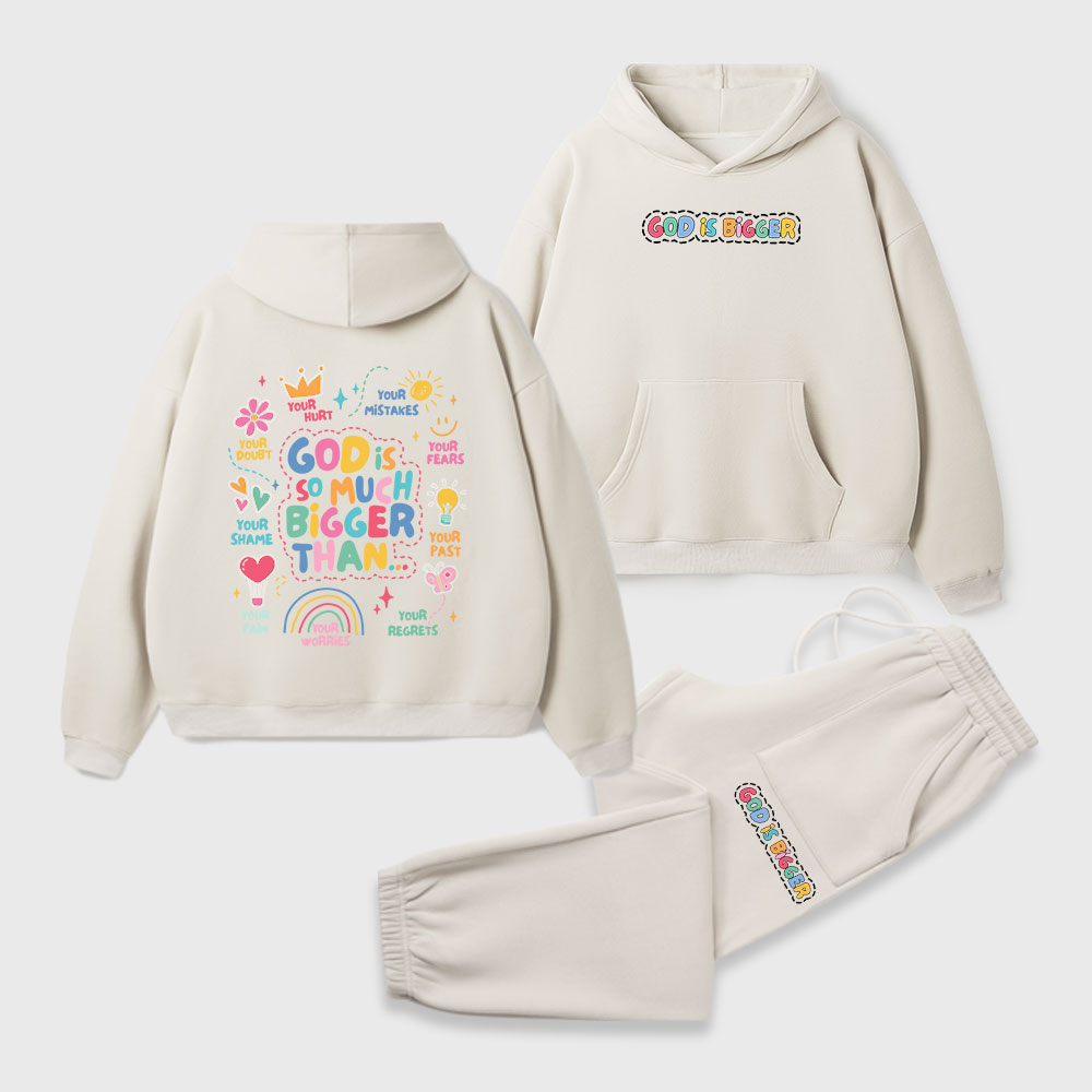 God Is Bigger Christian Premium Fleece Hoodie Set