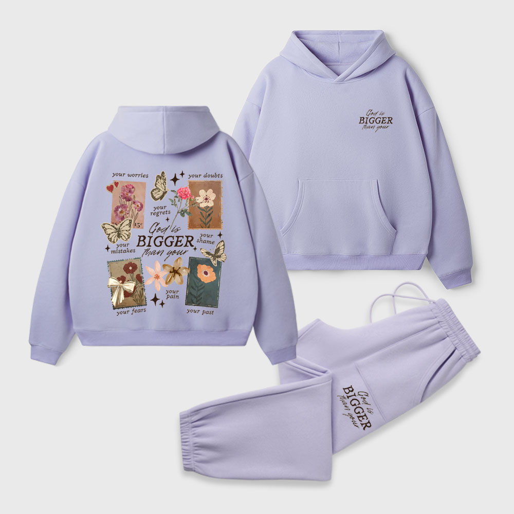 God Is Bigger Than Your Christian Premium Fleece Hoodie Set
