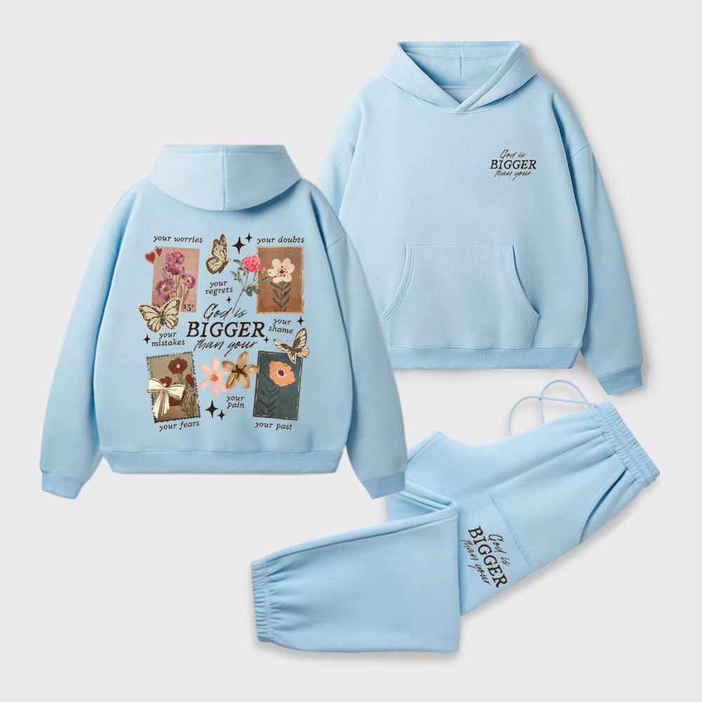 God Is Bigger Than Your Christian Premium Fleece Hoodie Set