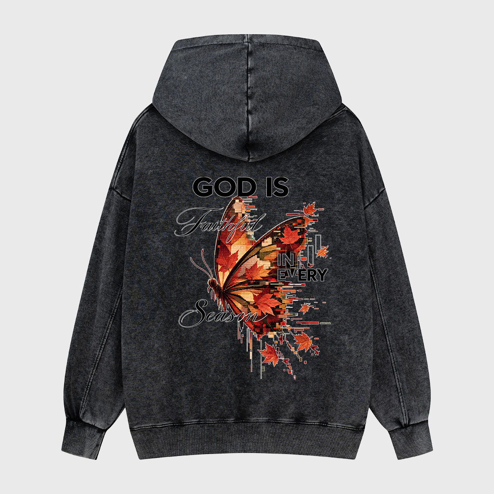 God Is Faith In Every Season Christian Washed Hoodie