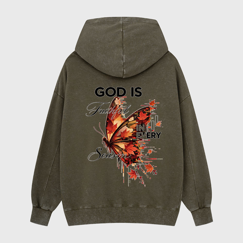 God Is Faith In Every Season Christian Washed Hoodie