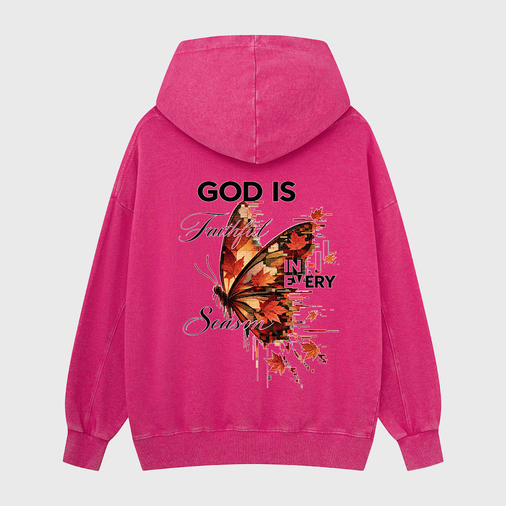 God Is Faith In Every Season Christian Washed Hoodie