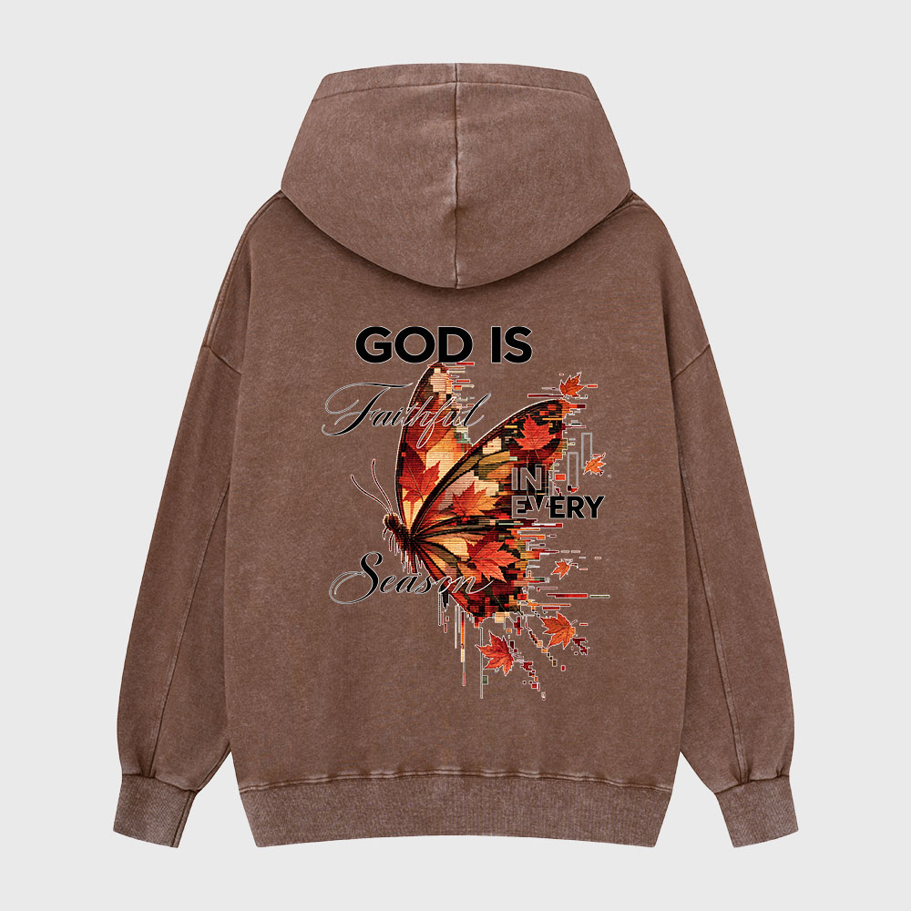 God Is Faith In Every Season Christian Washed Hoodie