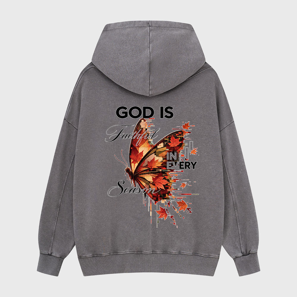 God Is Faith In Every Season Christian Washed Hoodie
