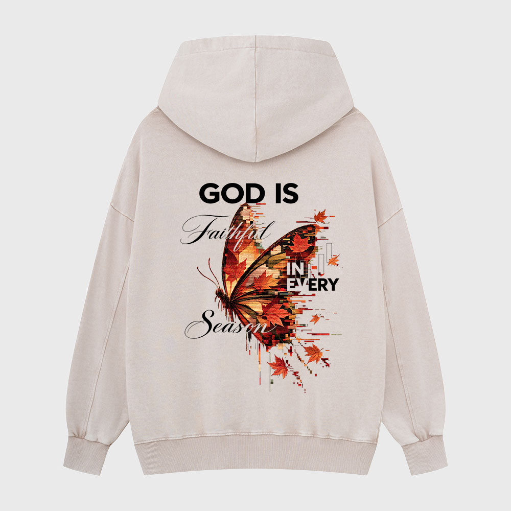 God Is Faith In Every Season Christian Washed Hoodie