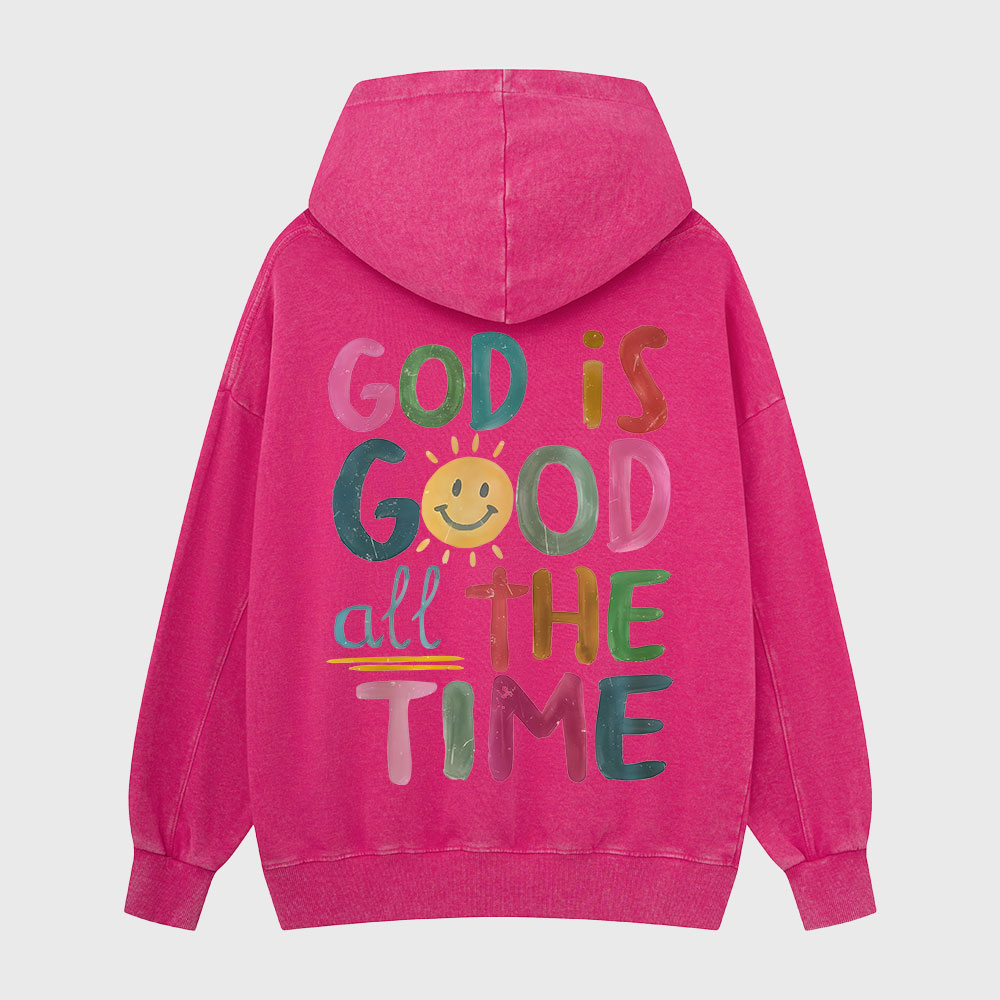 God Is Good All The Time Christian Washed Hoodie