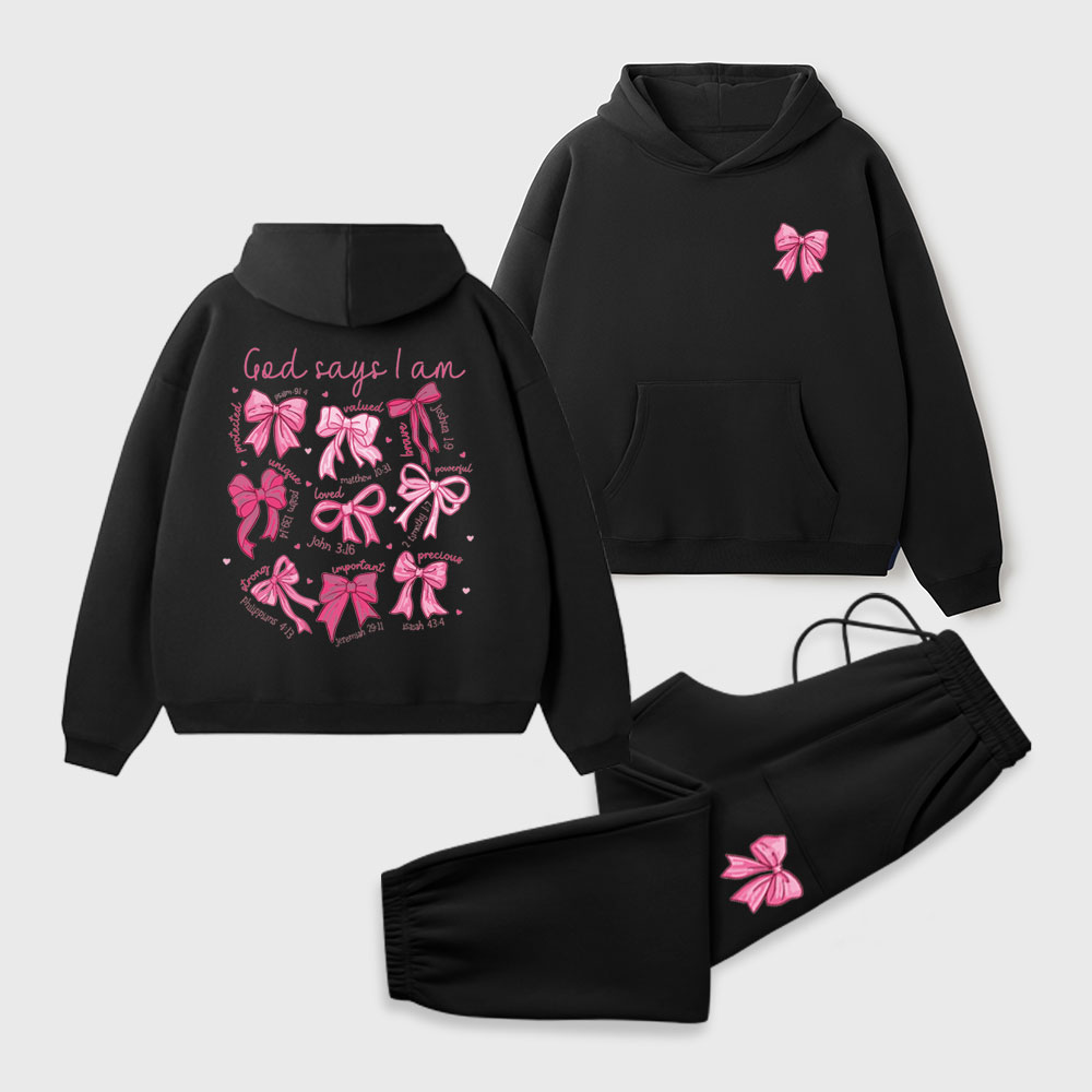 God Says I Am Christian Premium Fleece Hoodie Set