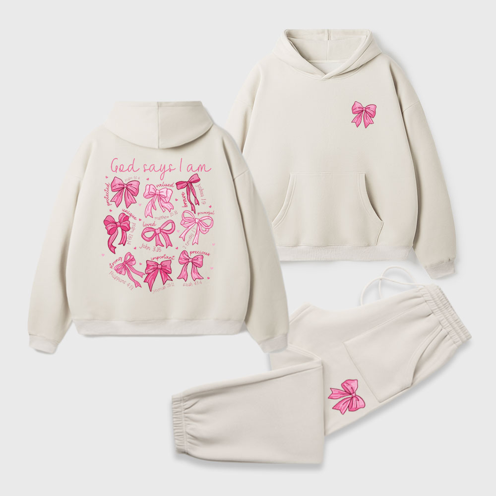 God Says I Am Christian Premium Fleece Hoodie Set