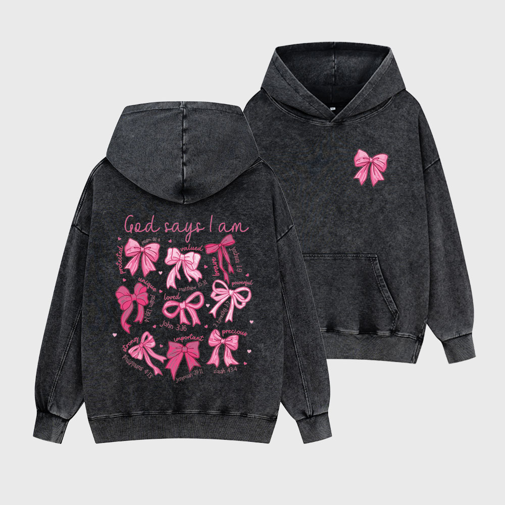God Says I Am Christian Washed Hoodie