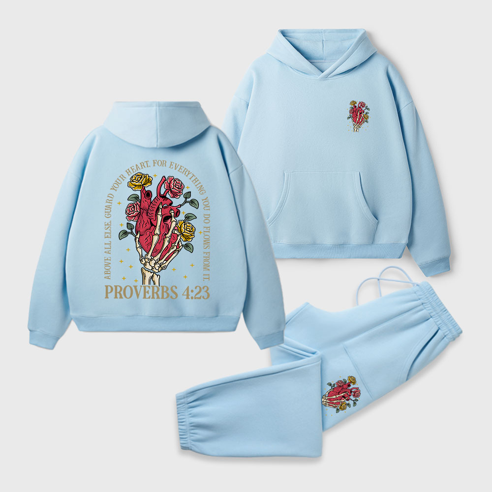 Guard Your Heart For Everything Christian Premium Fleece Hoodie Set