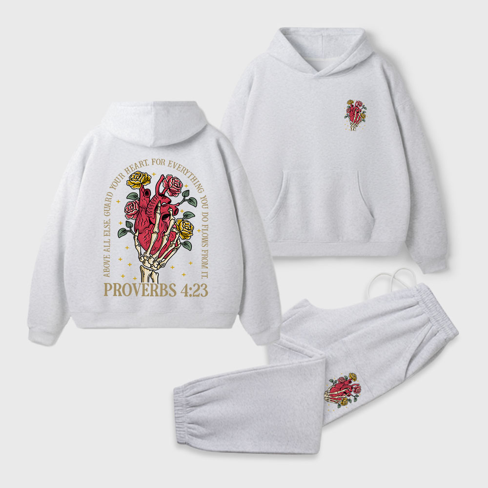 Guard Your Heart For Everything Christian Premium Fleece Hoodie Set