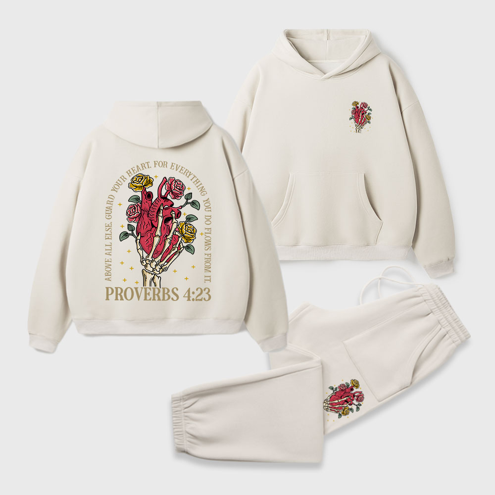 Guard Your Heart For Everything Christian Premium Fleece Hoodie Set