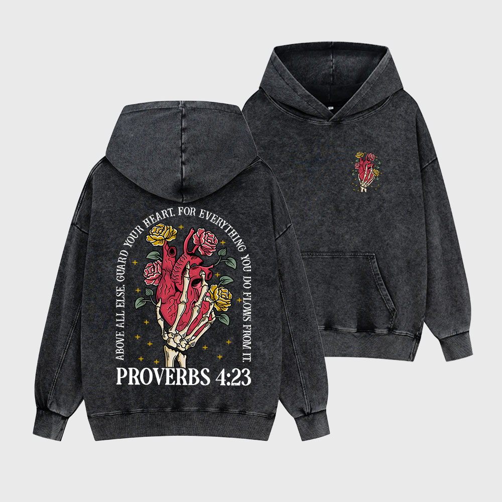 Guard Your Heart For Everything Christian Washed Hoodie