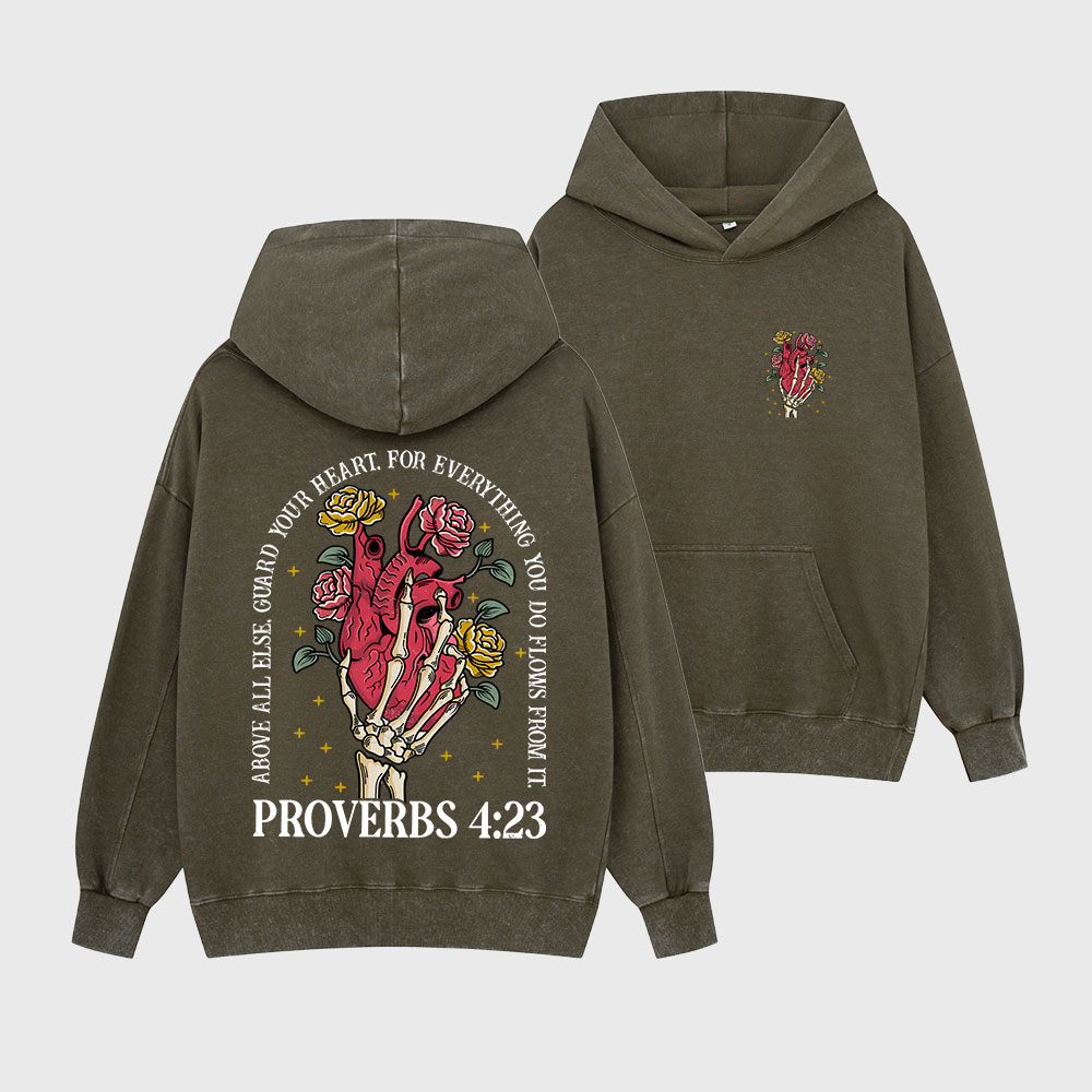Guard Your Heart For Everything Christian Washed Hoodie